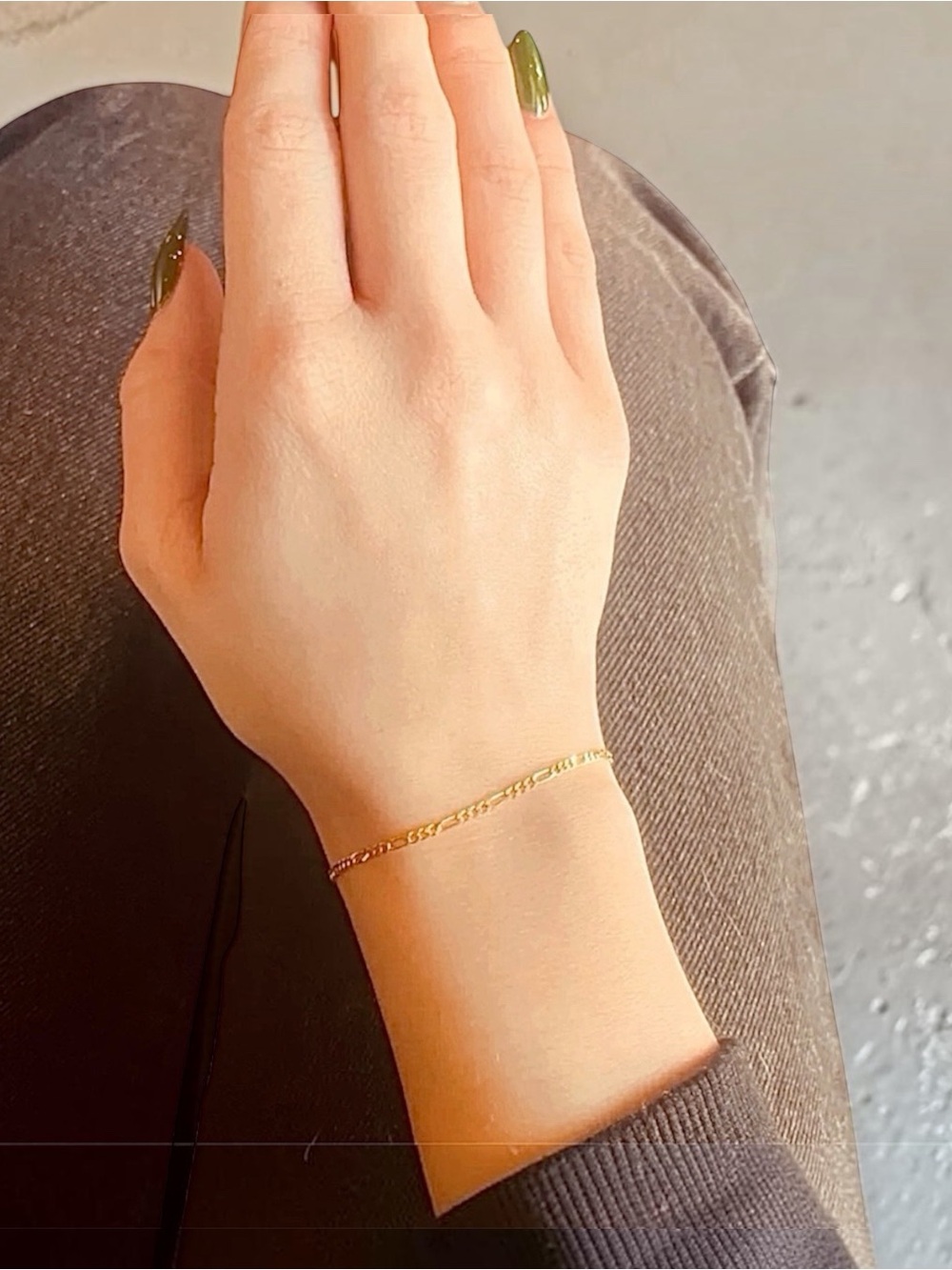 18k Real Gold Plated Figaro Dainty Chain Bracelet Size 7” - Picture 3 of 6